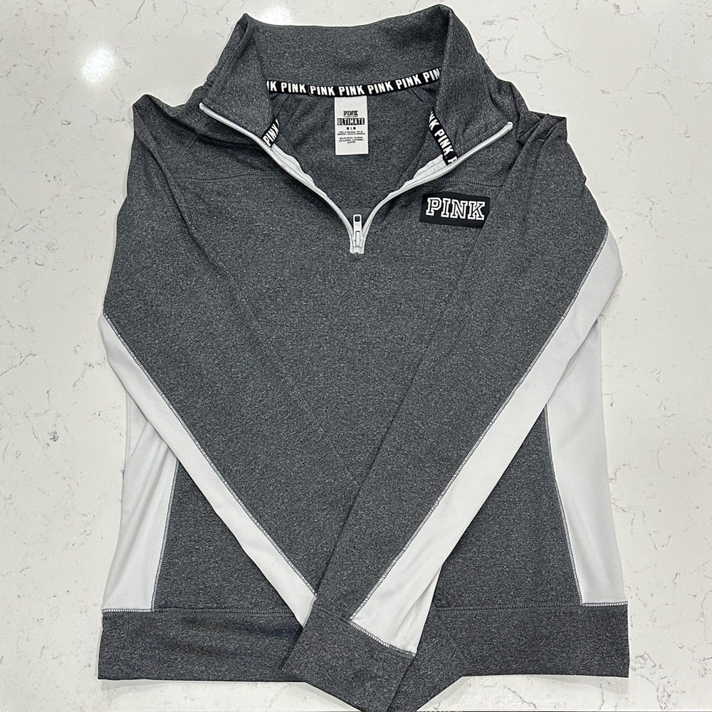 Victoria's Secret PINK Gray and White Pullover